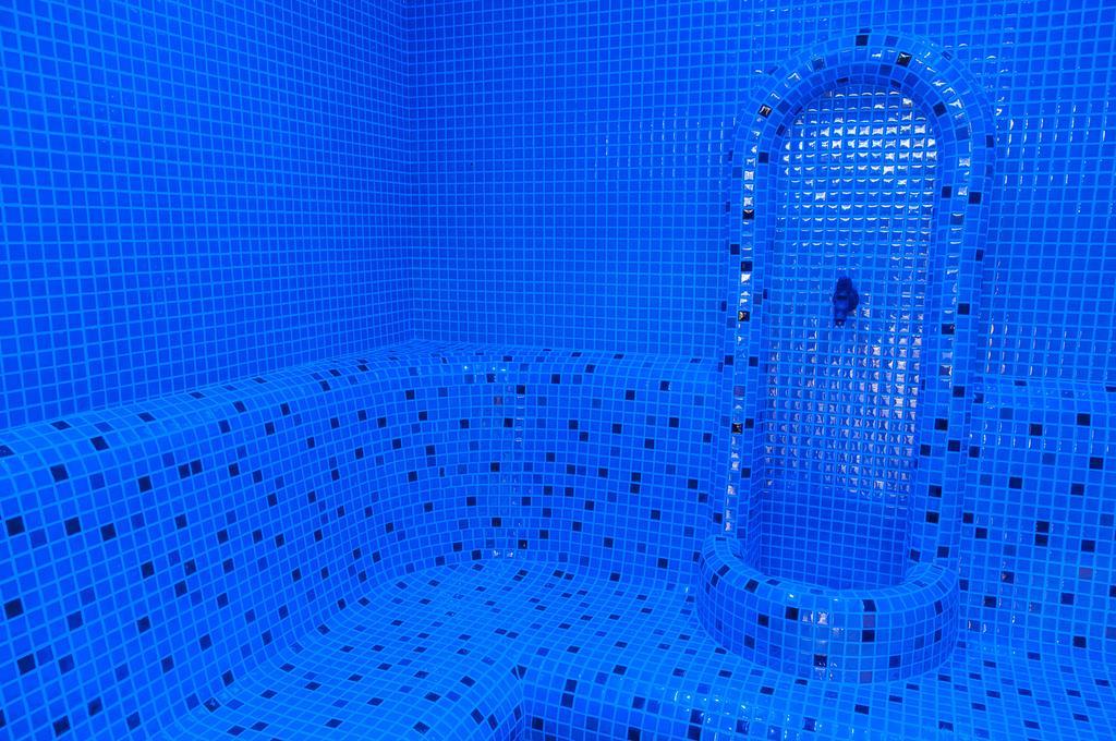 Gardenia Hotel & Spa Veles Ngoại thất bức ảnh A blue tiled shower